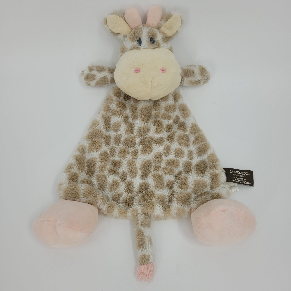 Demdaco Lovey Sadie Giraffe Plush Rattle Security Baby Blanket Lovie Blankie